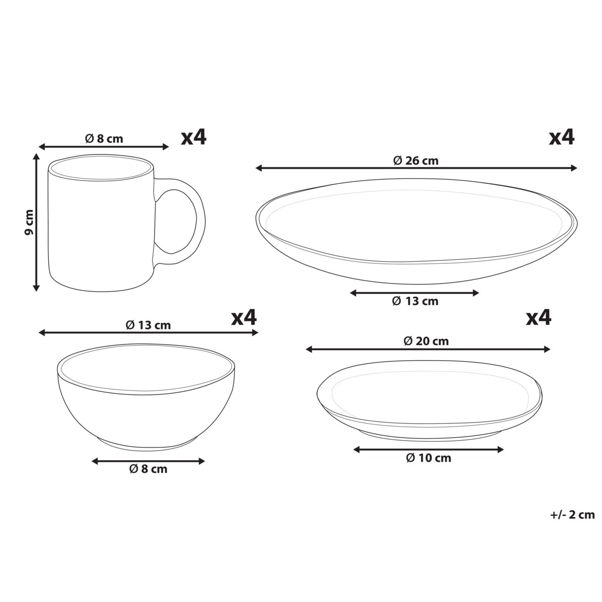 16-częściowy zestaw naczyń z kamionki złoty brąz TURMERIC