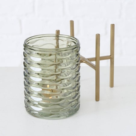 Świecznik na tealighty BOLITO, zielone szkło, Ø 8 cm