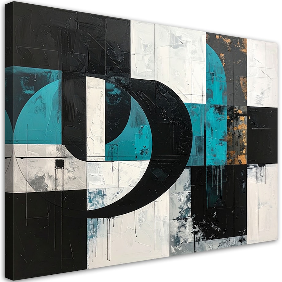 Obraz do salonu sypialni biura, Geometryczne kształty abstrakcja turkusowy