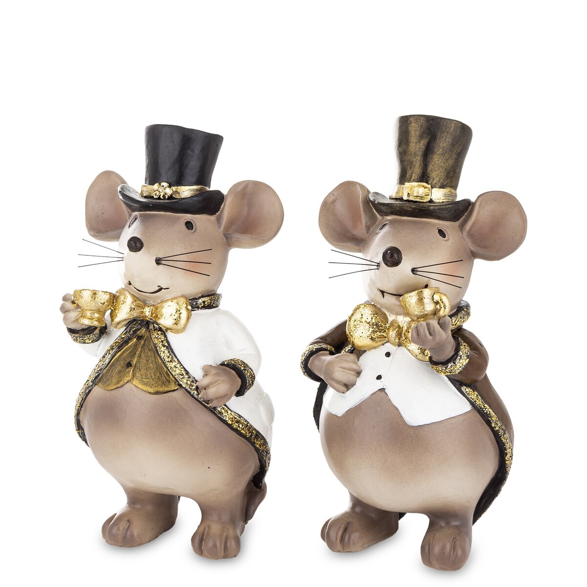 Dekoracja - para myszek w cylindrach 21,5x7x6 cm FABIA