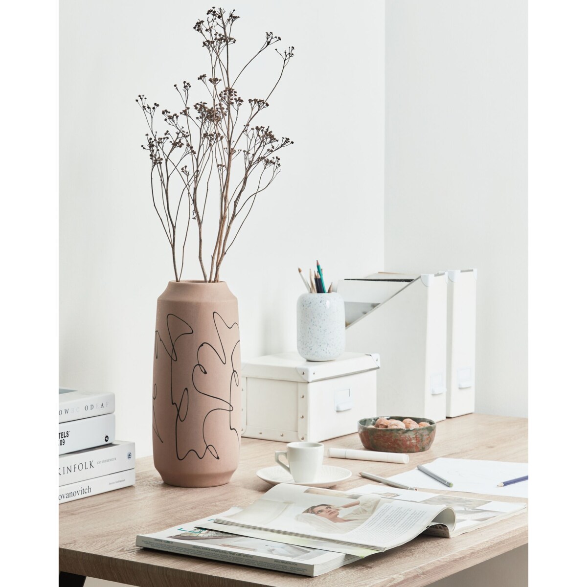 Kamionka Wazon na kwiaty 33 cm Beżowy Czarny SUNFISH