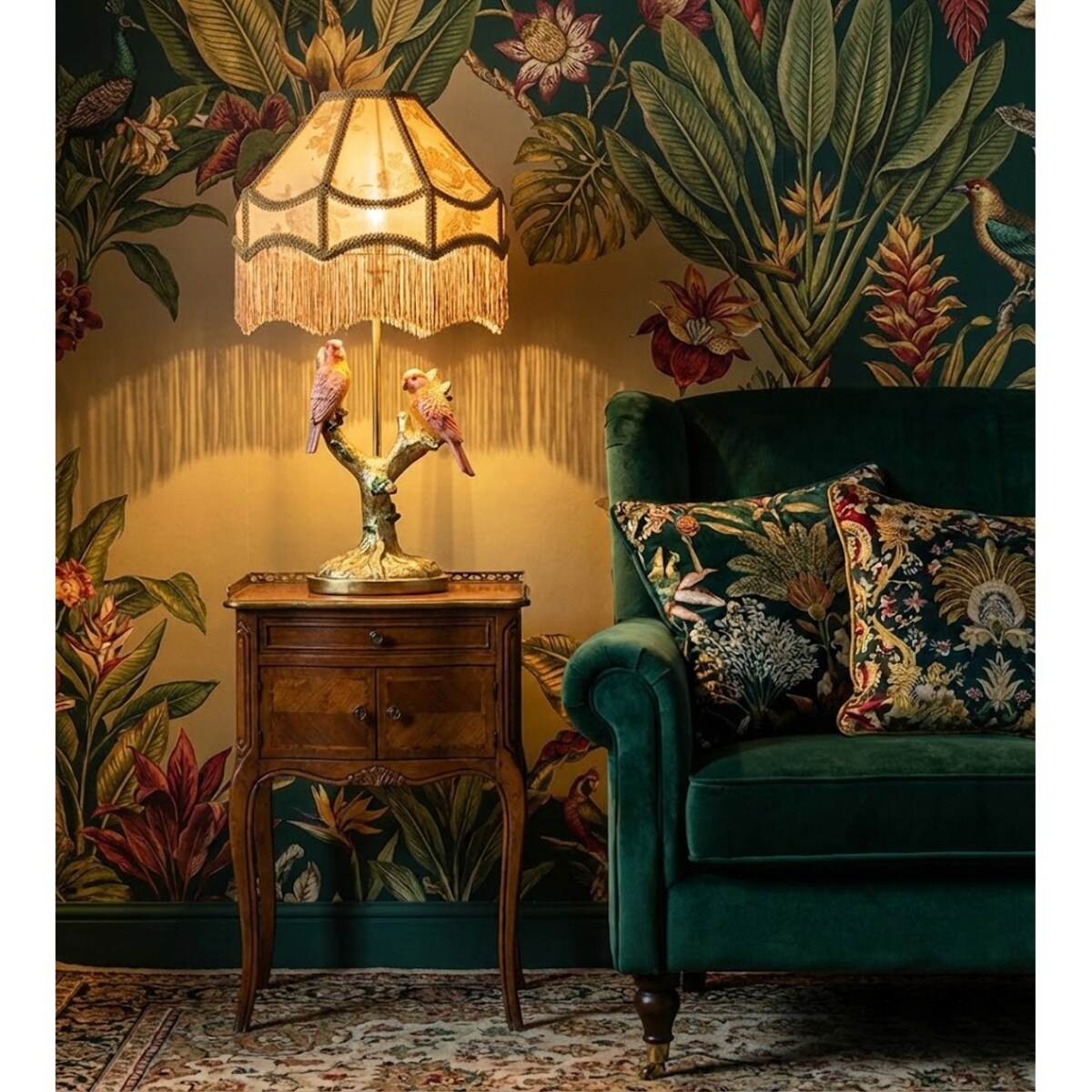 LAMPA STOŁOWA BIURKOWA NOCNA PAPUGA PTAKI 44cm E27 DO SALONU DOMU GLAMOUR