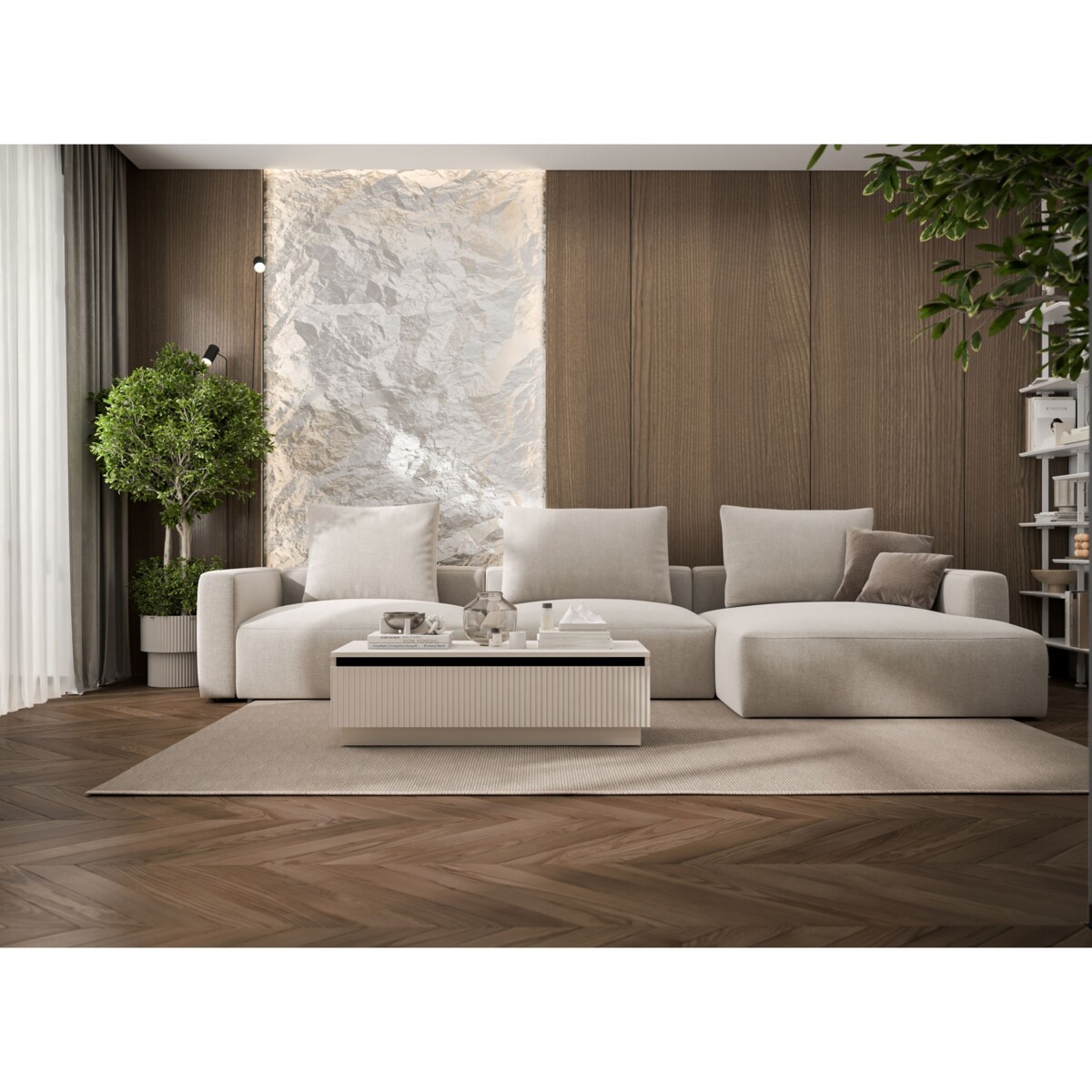 Nowoczesny Stolik kawowy Glamour prostokątny elegancka ława Kaszmir Mat 109 cm
