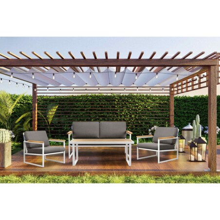 KONSIMO TRIBO Zestaw stalowy ogrodowy w stylu loftu dla 4 osób w kolorze białym