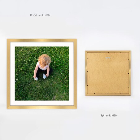 Ramka na zdjęcia 40x40 cm złota rama MDF z plexi do powieszenia pion poziom klasyczna kwadratowa ramka FRAMAI®