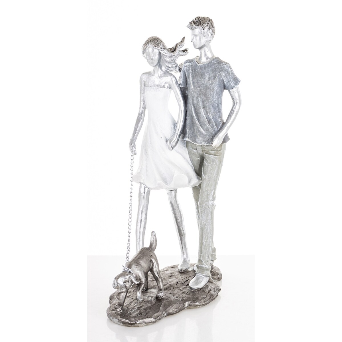 Dekoracja - figurka 26,5x10x18 cm PARA - spacer z psem