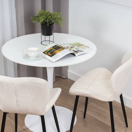 Stół okrągły do salonu jadalni 80 cm biały nowoczesny minimalistyczny