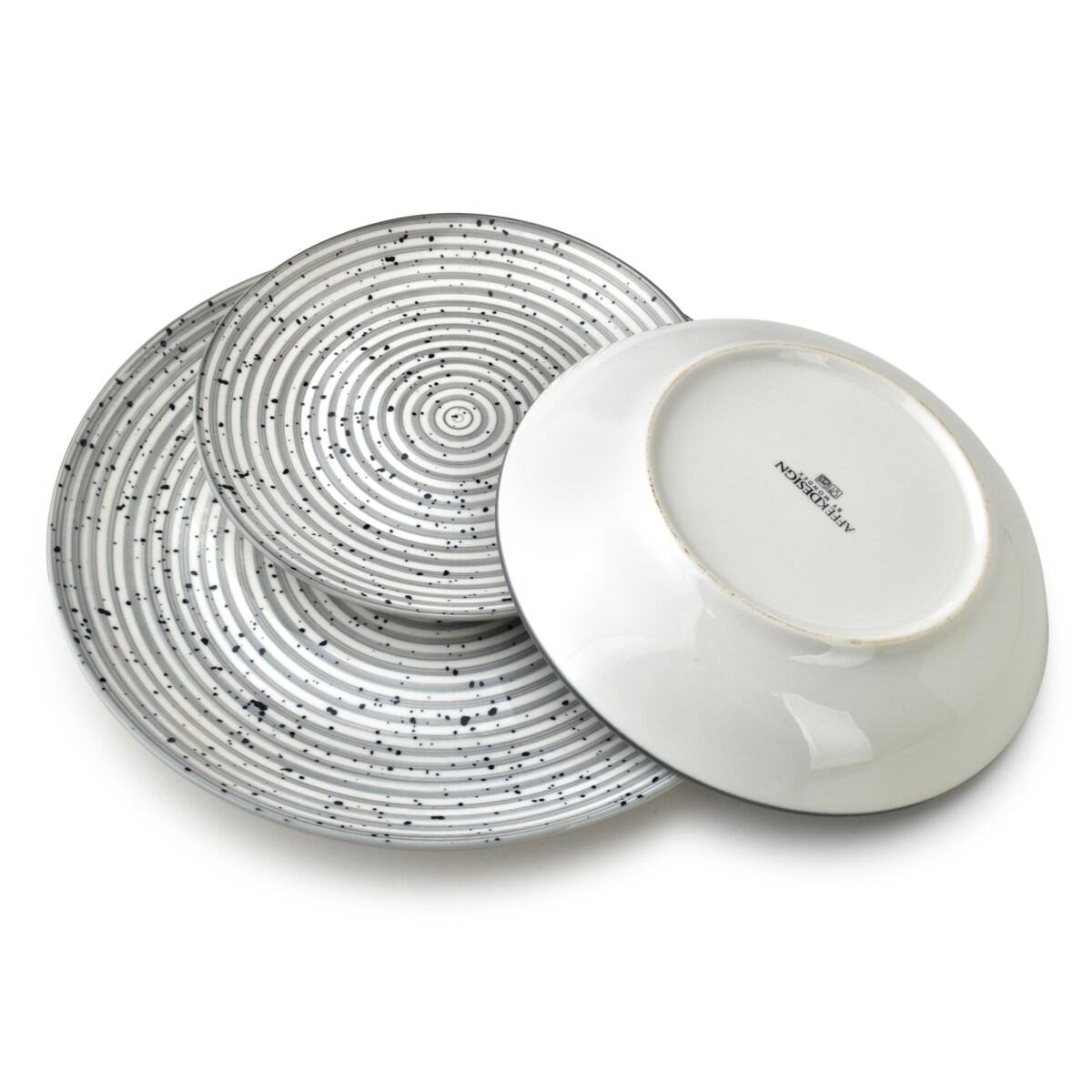 STRIPES GREY Komplet obiadowy 18cz.27/19/20cm miska 550ml