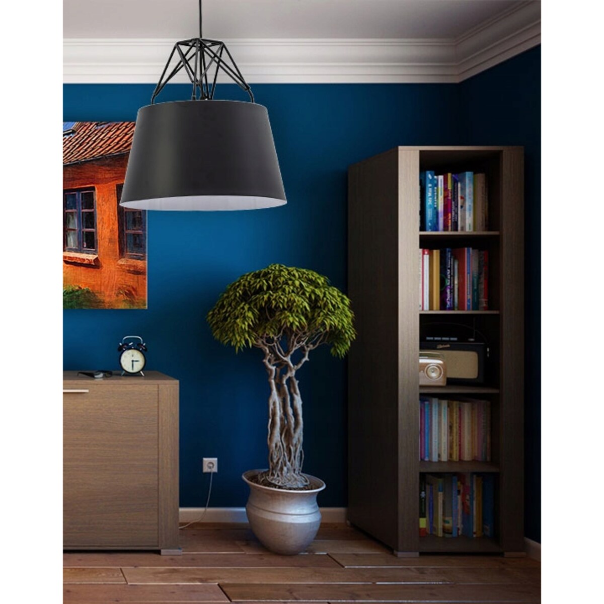 Lampa Sufitowa Wisząca Loft Metalowa Czarna