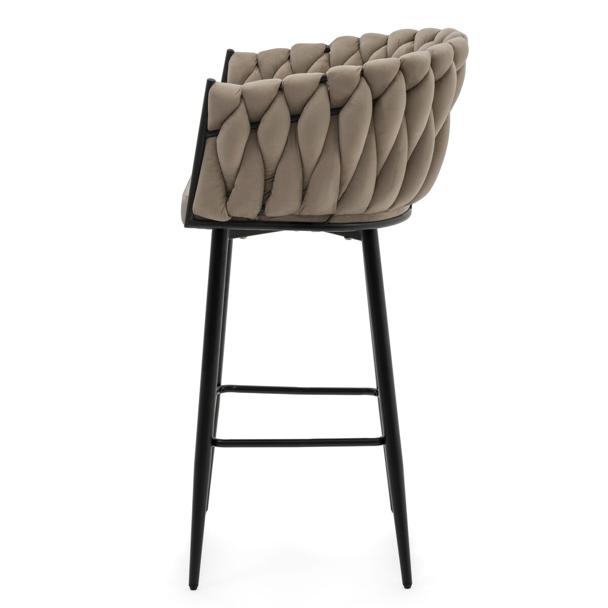 Hoker tapicerowany welurowy pleciony do salonu jadalni barowy glamour LATINA