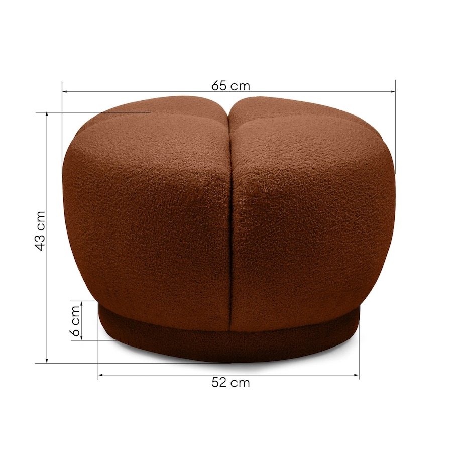 Pufa okrągła poczwórna 43x65x65 PALLASS bouclé miedziana
