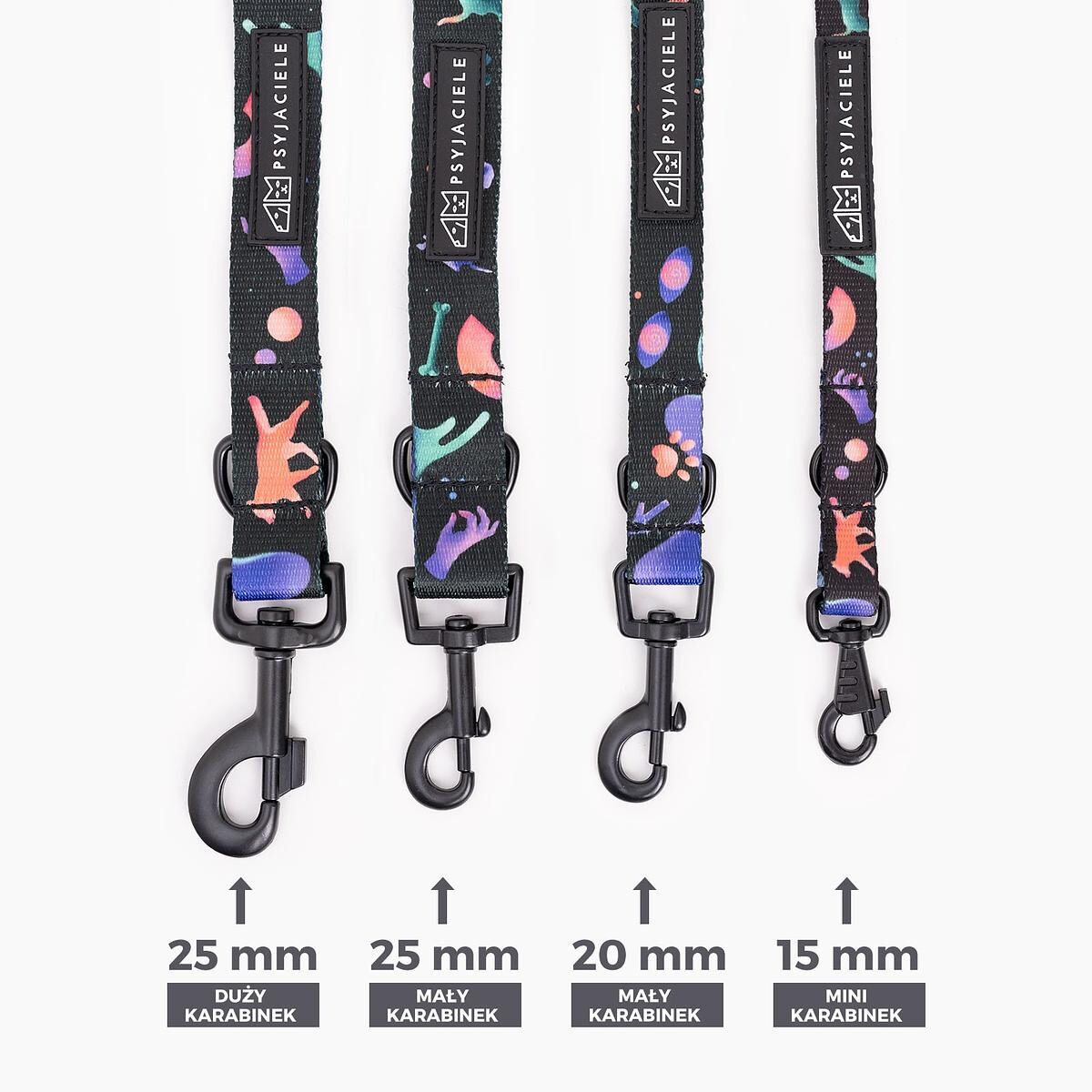 Smycz przepinana dla psa lub kota "Psychodelia" - Szerokość taśmy: 20mm, Rozmiar: S oraz Rodzaj: Mały karabinek