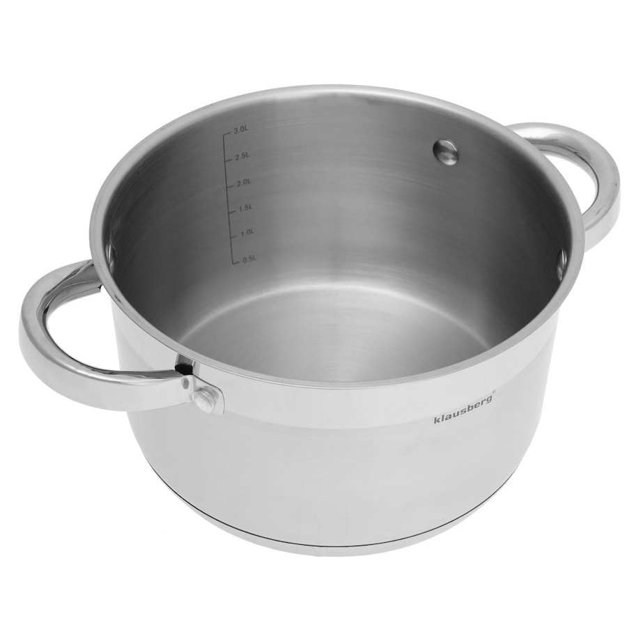 Garnek stalowy z pokrywką indukcja gaz 3.5L 20cm KLAUSBERG
