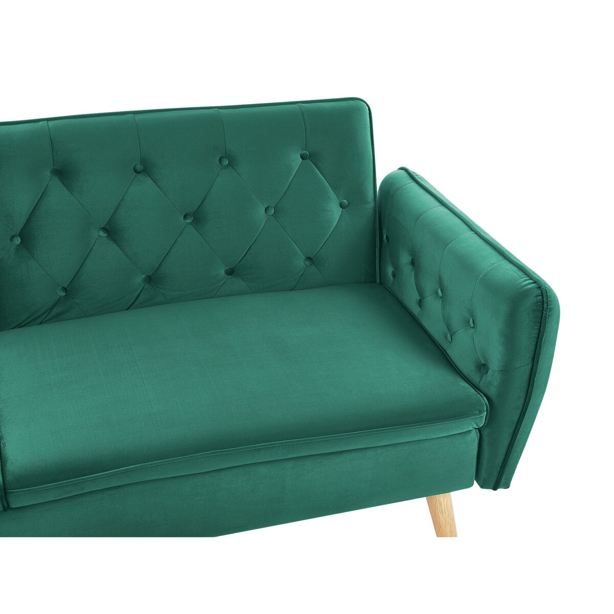 Sofa rozkładana welurowa ciemnozielona BARDU