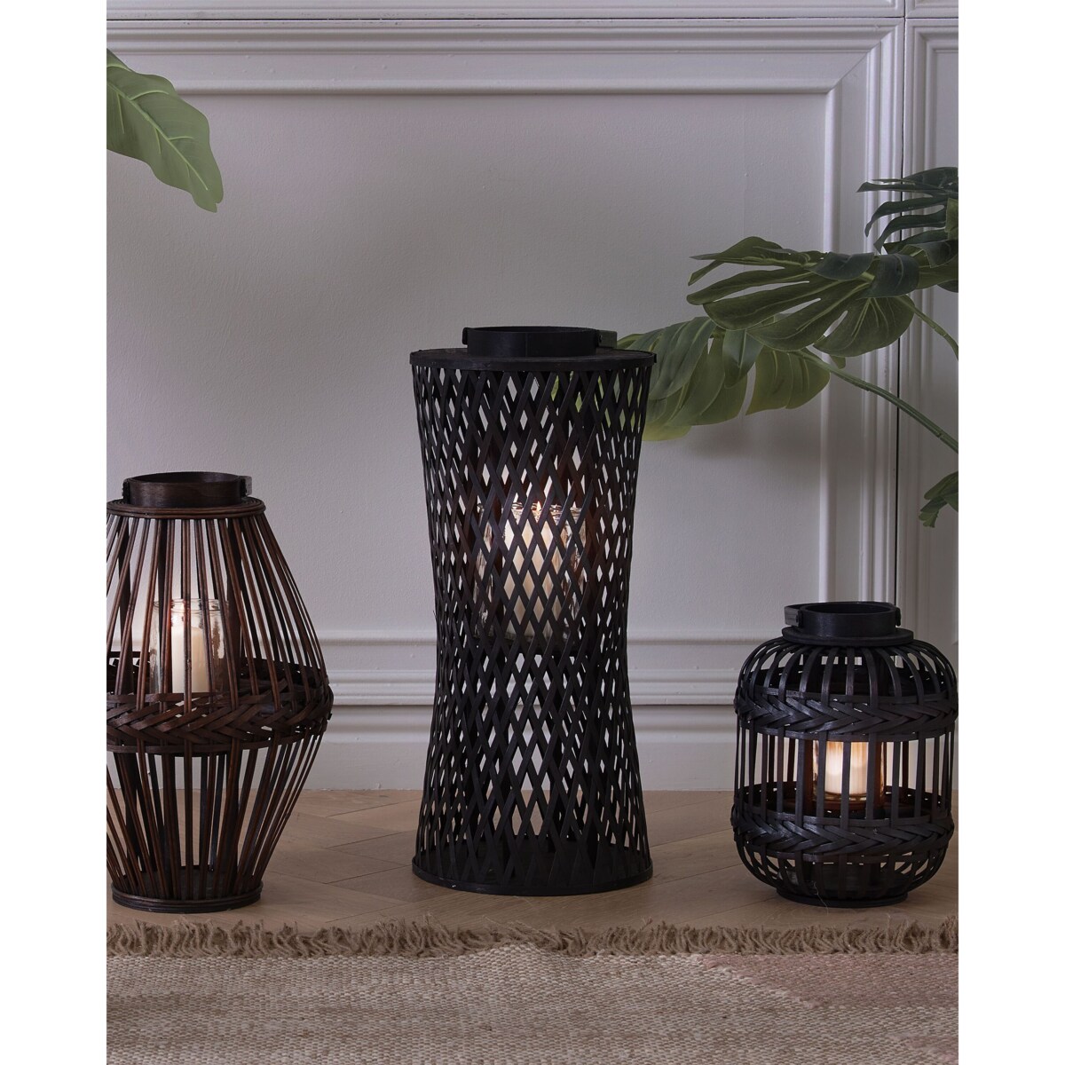 Lampion bambusowy 58 cm czarny MACTAN