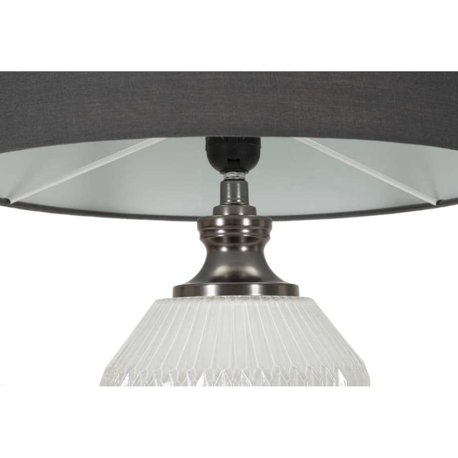 Lampa stołowa Brighty, kolor biały i szary, szkło i żelazo, 37,5 x 37,5 x 65 cm, 1 x E27, styl nowoczesny, do salonu i sypialni, Mauro Ferretti