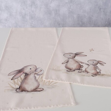 Bieżnik wielkanocny ze wzorem króliczków KNUFFI, 140 x 40 cm