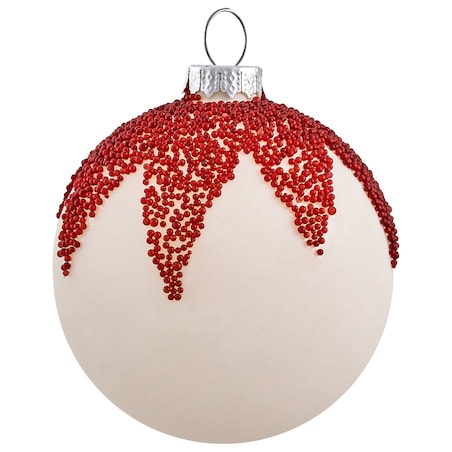 Zestaw 50 bombek SNOWFLAKE Szkło Czerwony/ biały
