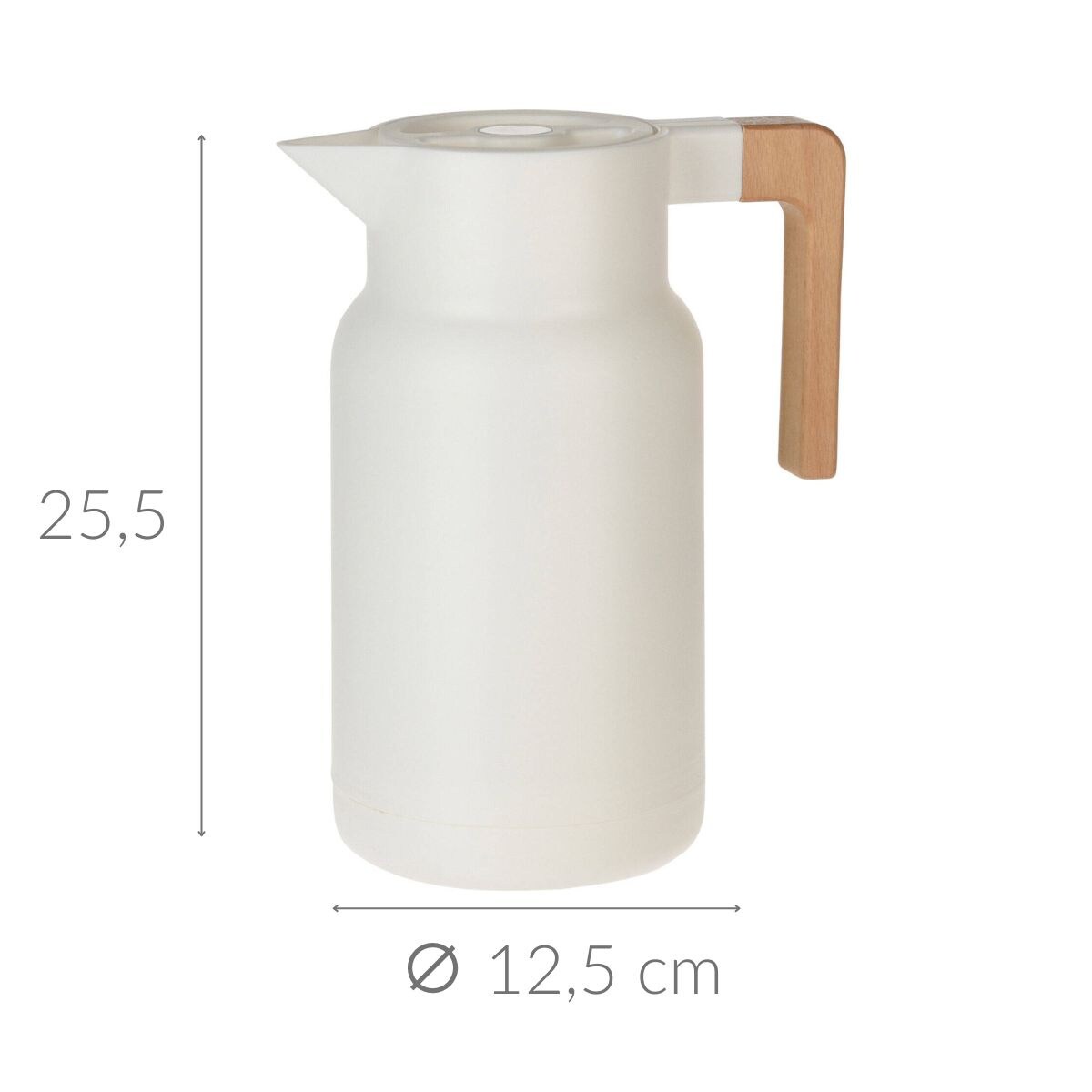 Dzbanek próżniowy WOOD, 1 l, kolor biały, tworzywo sztuczne