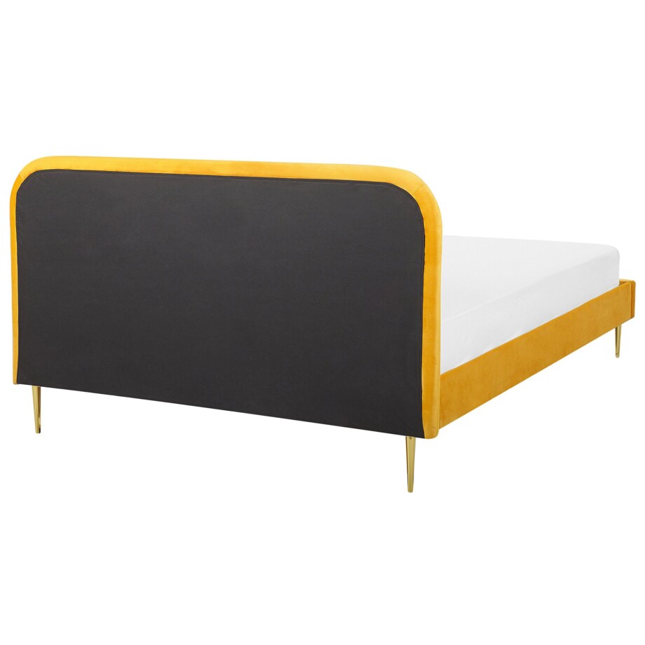 Łóżko welurowe 180 x 200 cm żółte FLAYAT