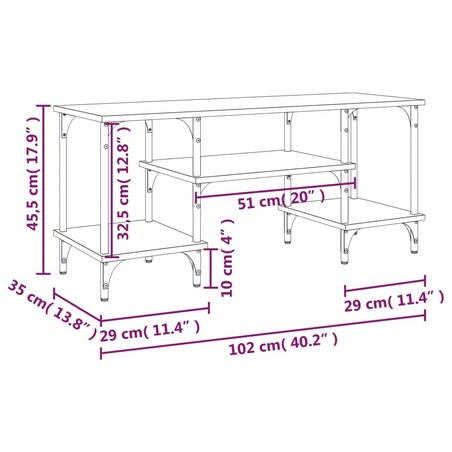 vidaXL Szafka TV, dąb sonoma, 102x35x45,5 cm, materiał drewnopochodny