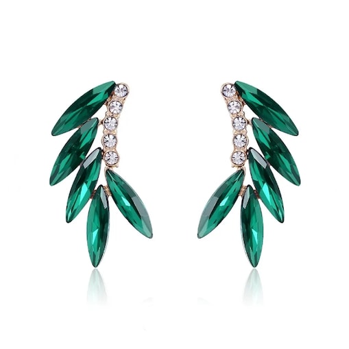 Kolczyki zielone złote nieduże na studniówkę