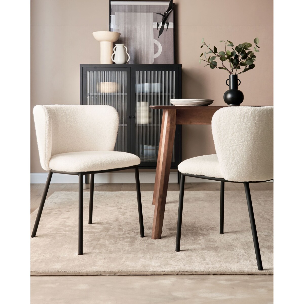 Zestaw 2 krzeseł do jadalni boucle złamana biel MINA