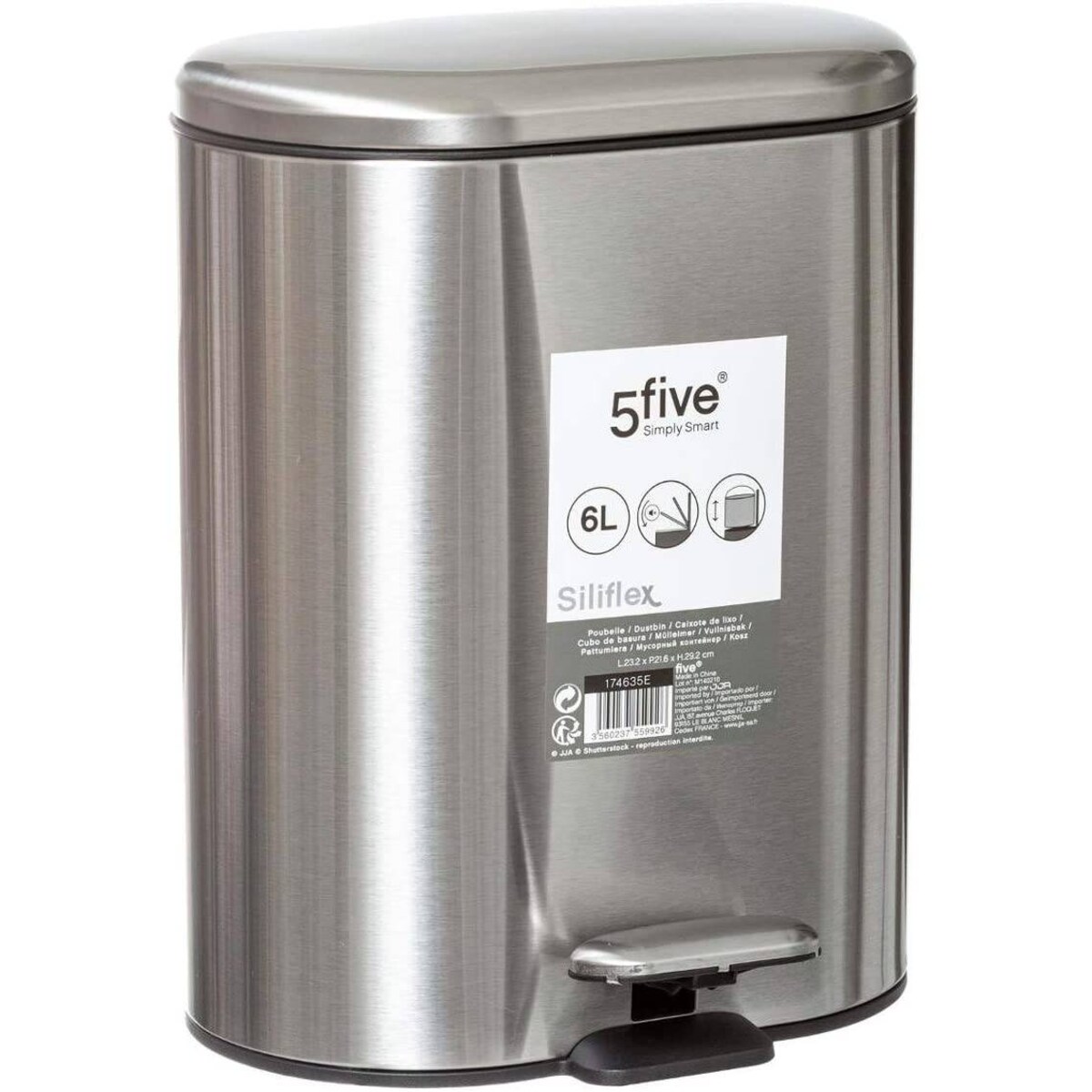 Kosz na śmieci z pedałem SILIFLEX, 6 L