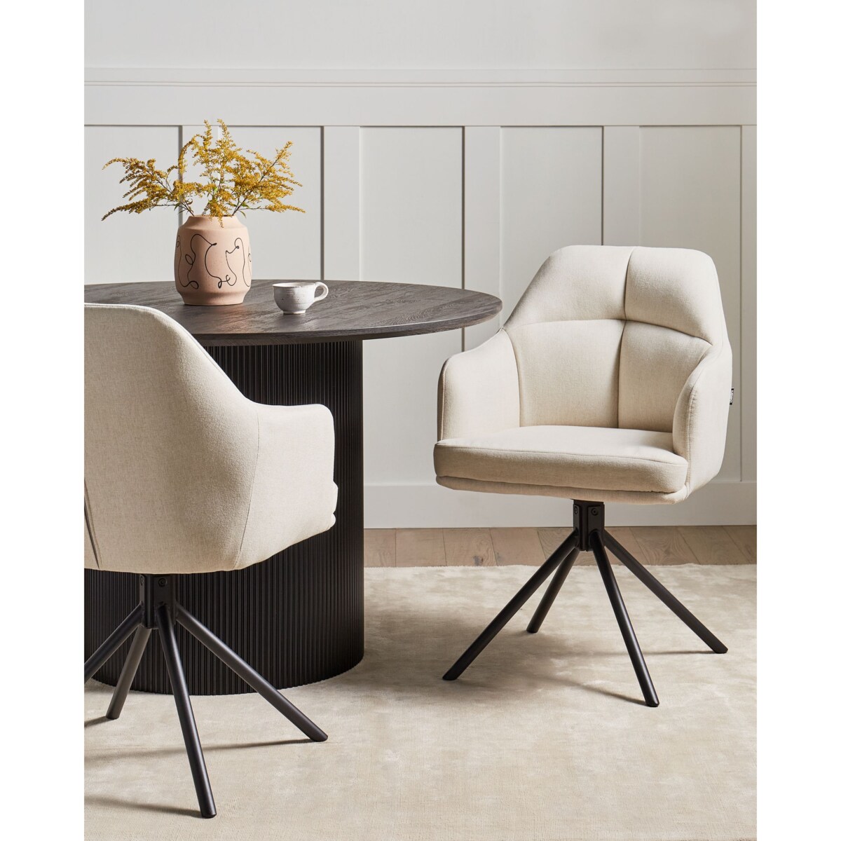 Zestaw 2 krzeseł MIRA Tkanina Beżowy