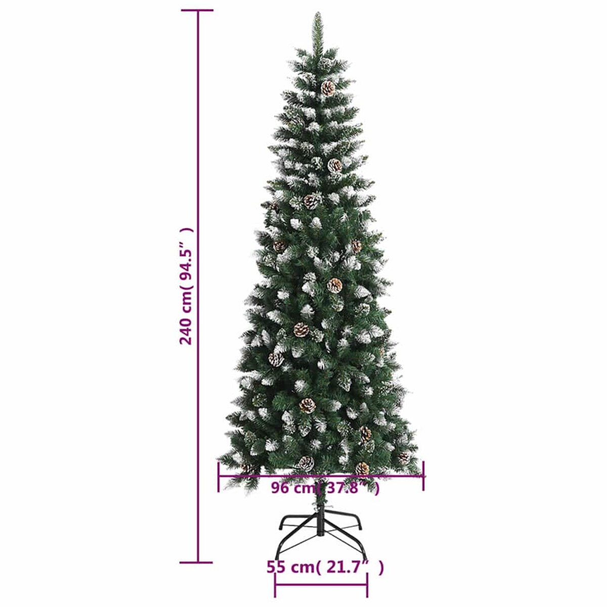 vidaXL Sztuczna choinka ze stojakiem, zielona, 240 cm, PVC