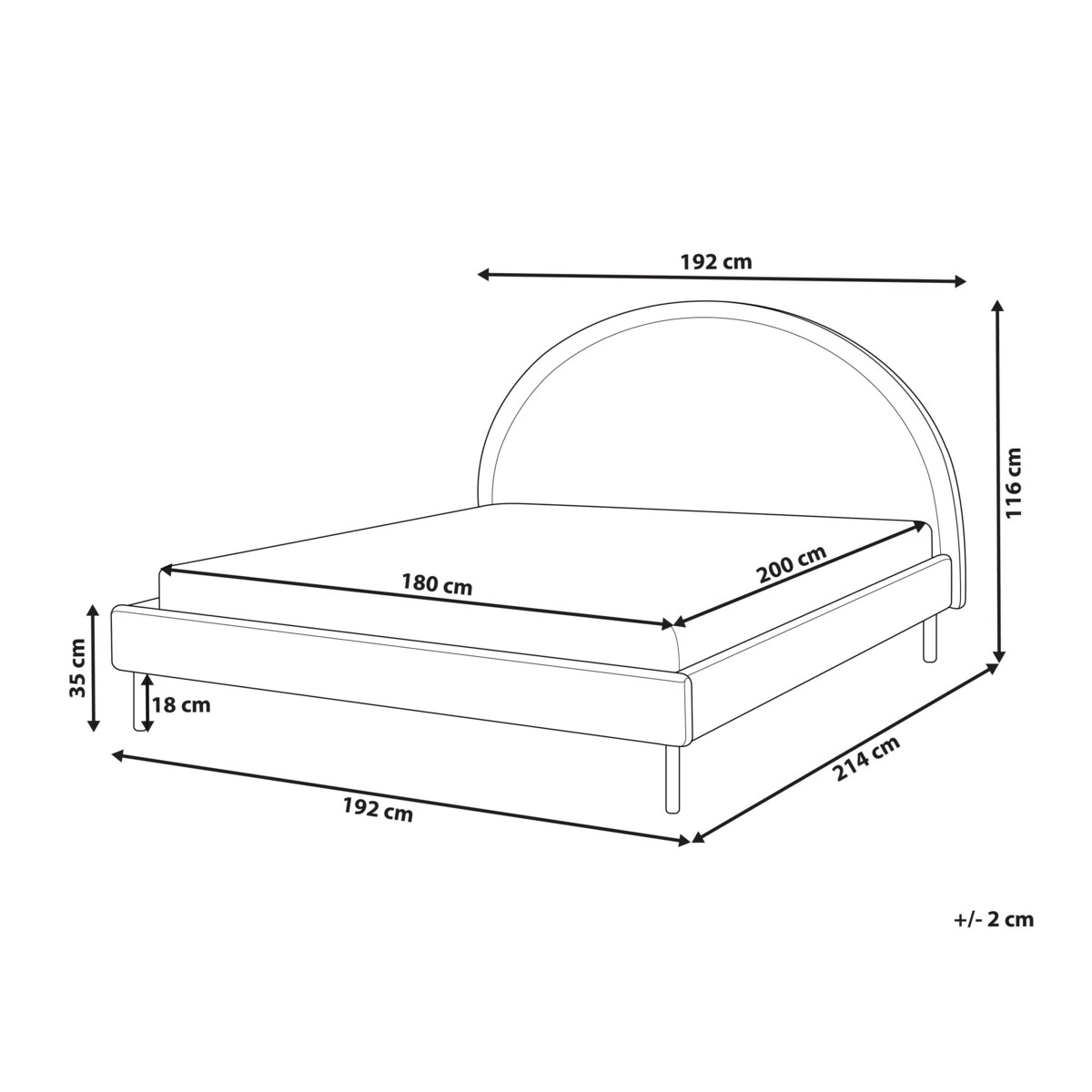Łóżko boucle 180 x 200 cm białe MARGUT