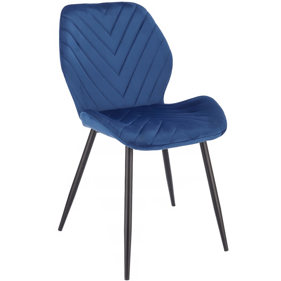 Krzesło tapicerowane welurowe MILARE granatowe