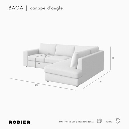 Sofa narożna prawa Baga camelowa