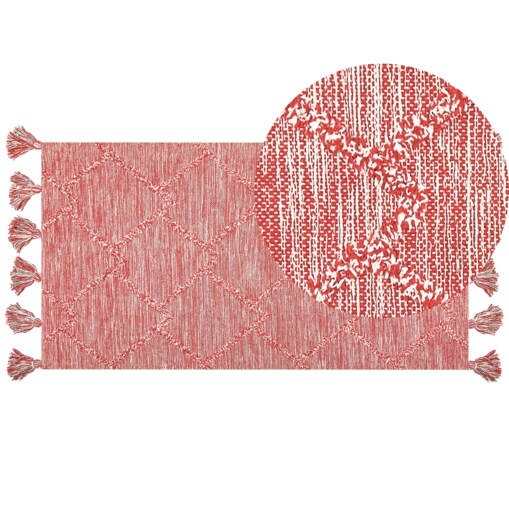 Dywan bawełniany 80 x 150 cm czerwony NIGDE