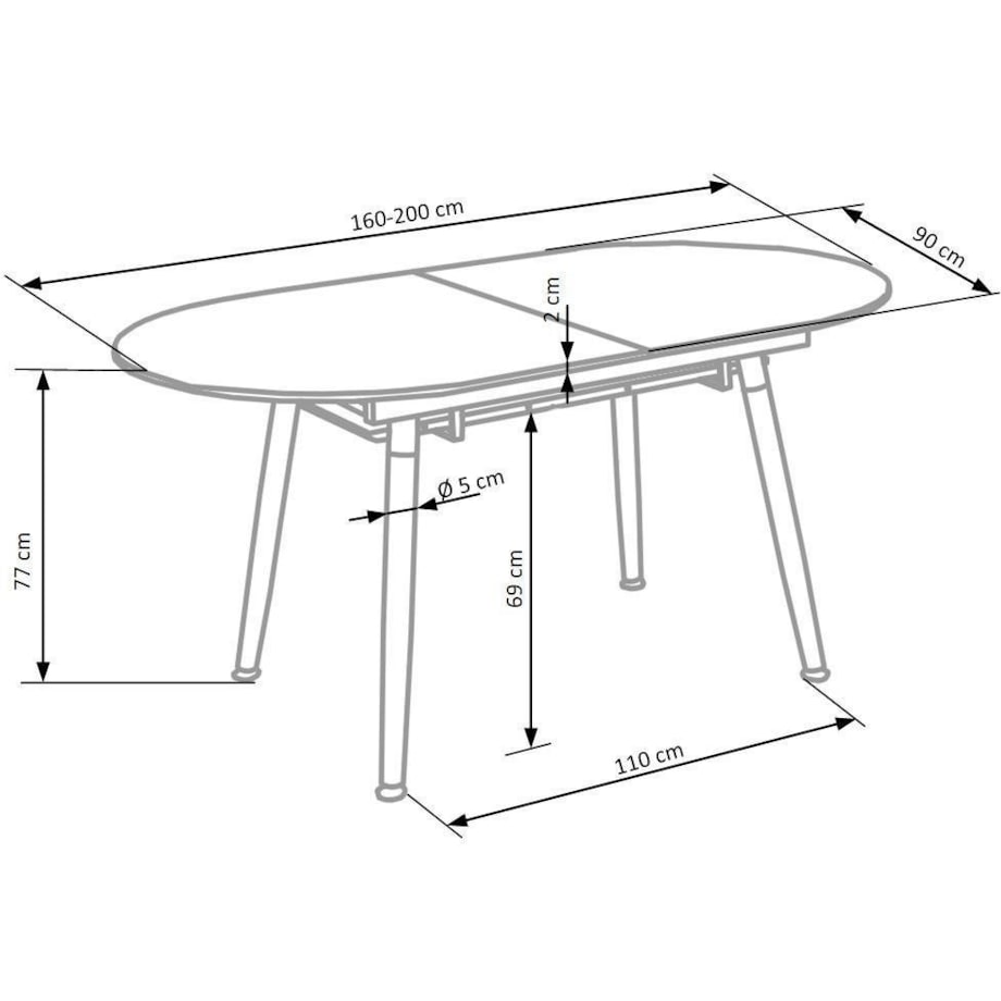 STÓŁ ROZKŁADANY Rebi 160-200 cm długości MDF I STAL