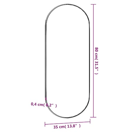 vidaXL Lustro ścienne, 35x80 cm, szklane, owalne