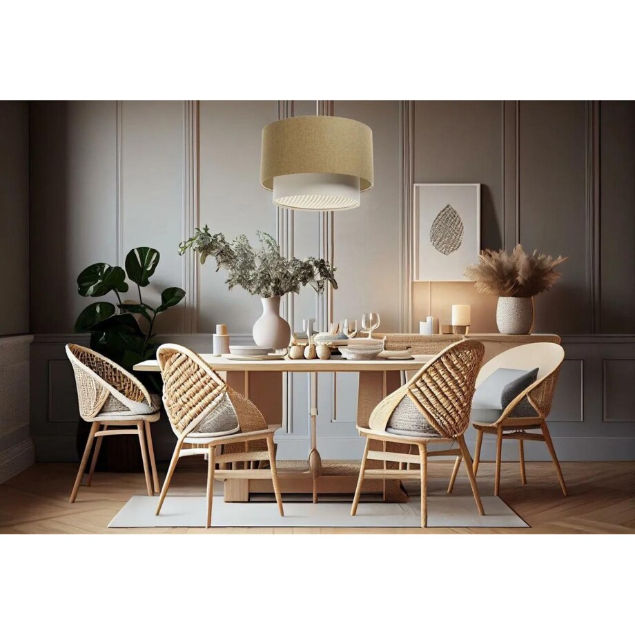 Lampa wisząca ERUTAN DOUBLE RATTAN 40 żółta/kremowa