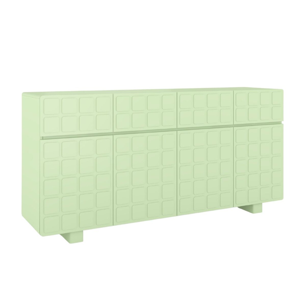 Nowoczesna komoda z frontami 3D Skandica CUBO LONG / kolor pudrowa zieleń / szer. 169 cm