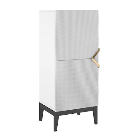 Drewniana komoda Visby DEMI HIGH 2D / kolor biały + czarne nogi / szer. 50,5 cm
