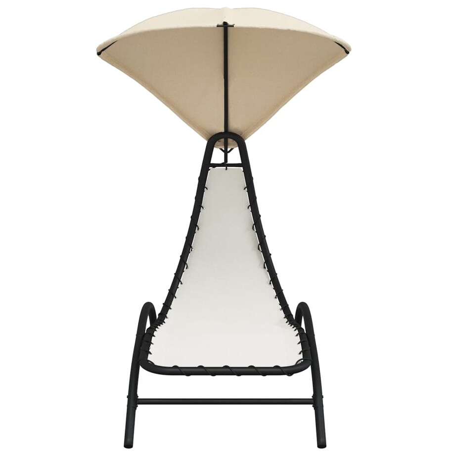 vidaXL Leżak z zadaszeniem, kremowy, 167x80x195 cm, tkanina i stal