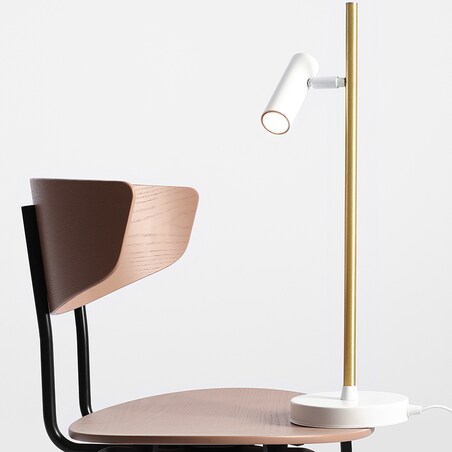 Stołowa lampa biurkowa TREVO 1097B40 Aldex regulowana lampka stojąca biała mosiądz