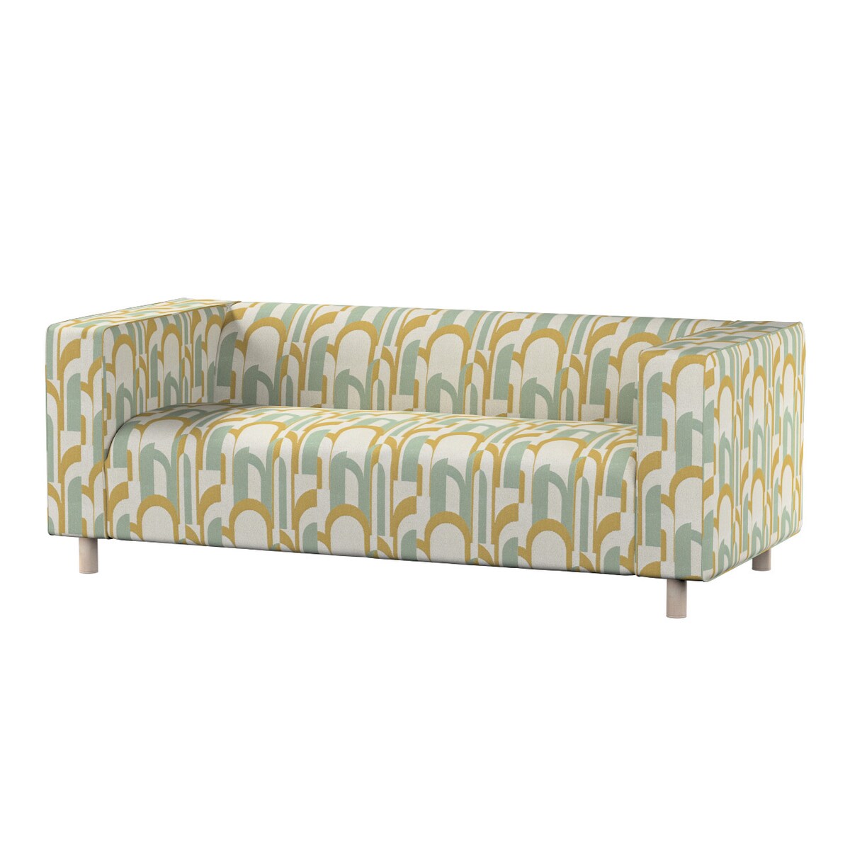 Pokrowiec na sofę Klippan 2-osobową, miętowo-żółte wzory na kremowym tle, 177 x 88 x 66 cm, Cosy Home