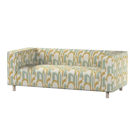 Pokrowiec na sofę Klippan 2-osobową, miętowo-żółte wzory na kremowym tle, 177 x 88 x 66 cm, Cosy Home