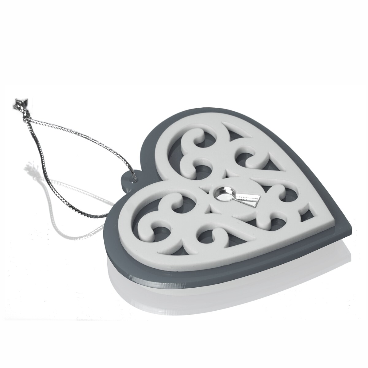 Dekoracja bożonarodzeniowa Serce Szare Ażur 6szt.