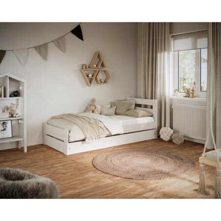 Łóżko dziecięce EMIL 180x90 z szufladą białe