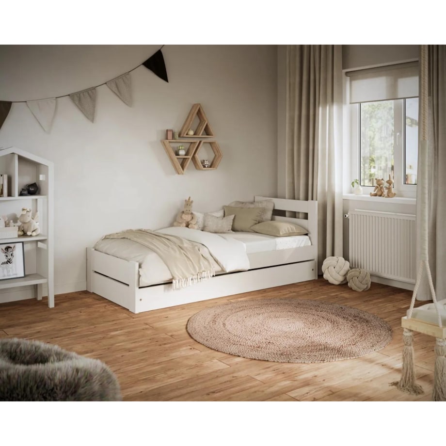 Łóżko dziecięce EMIL 180x90 z szufladą białe