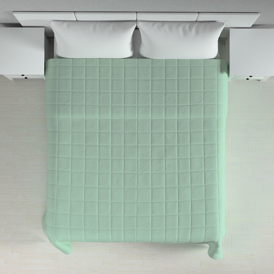 Narzuta pikowana w kratę 200x210 zieleń eukaliptusa