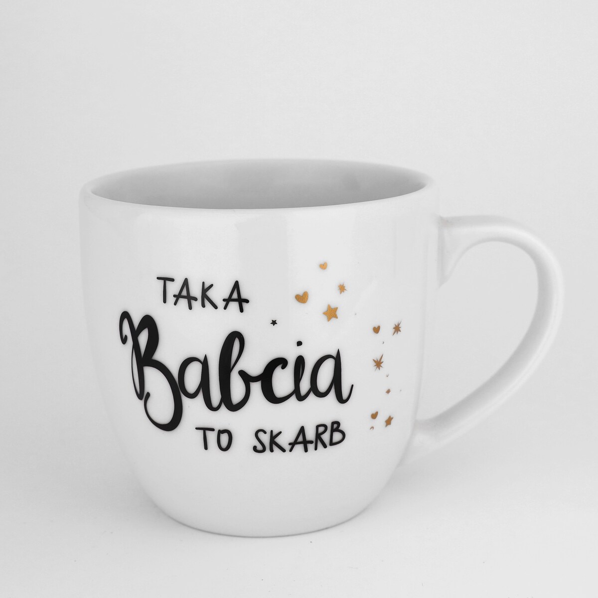 Biały kubek porcelanowy 300 ml - napis taka babcia to skarb na dzień babci dla babci