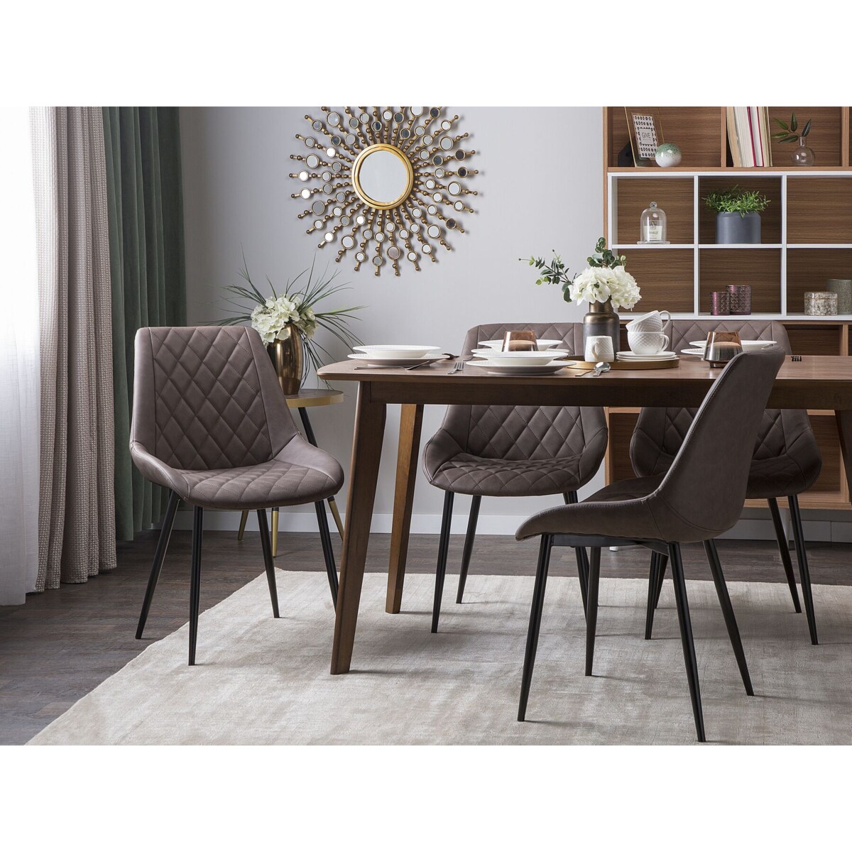Zestaw 2 krzeseł do jadalni ekoskóra ciemnobrązowy MARIBEL