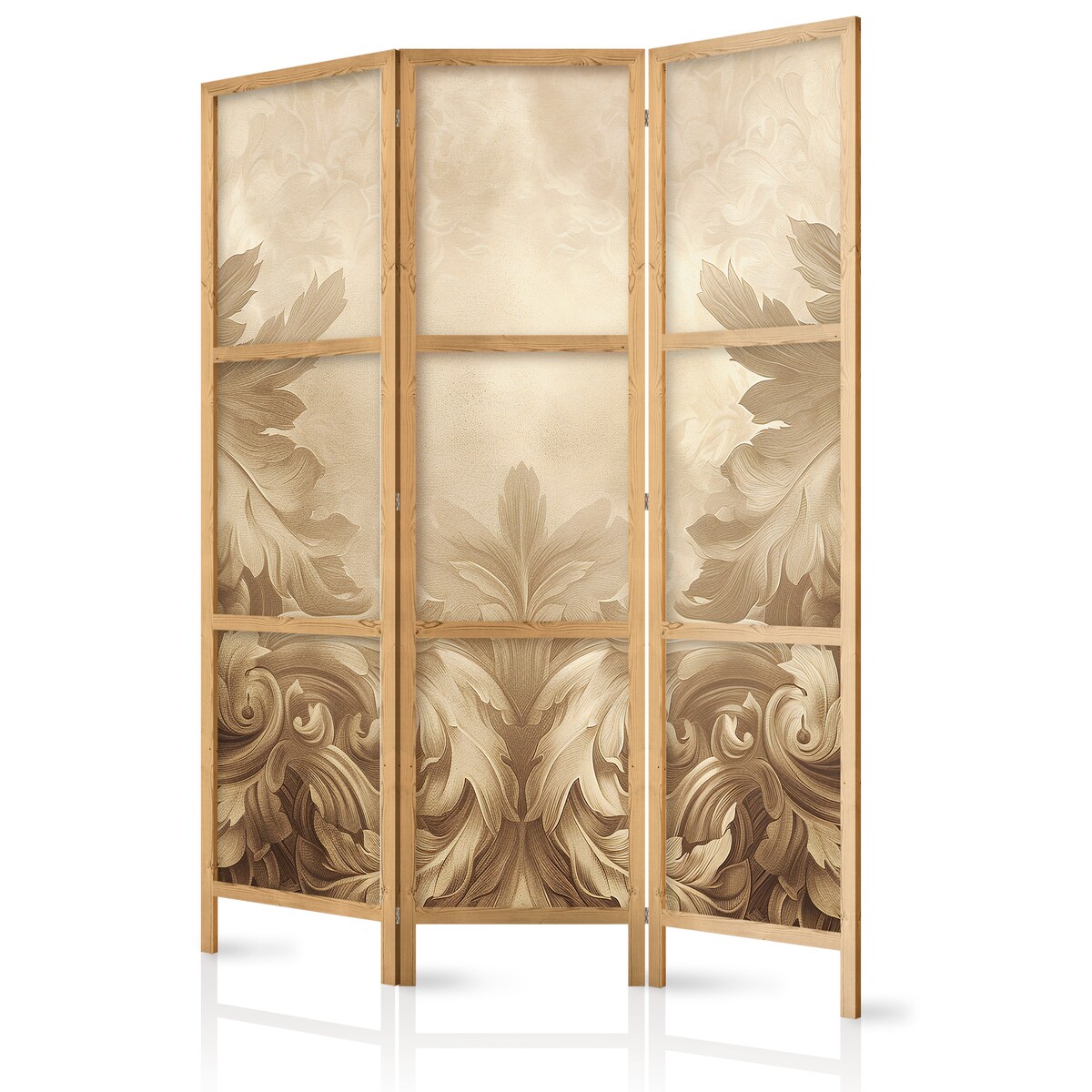 Parawan Japoński 3-panelowy Rzeźbione Ornamenty Barokowe 135x172cm